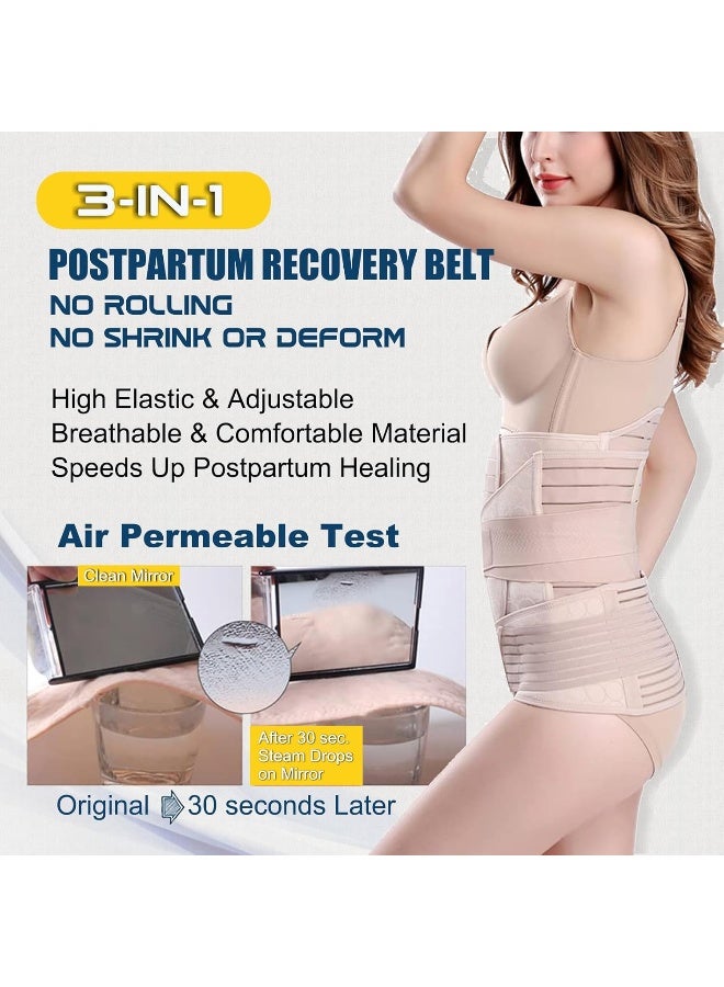 Chongerfei 3 In 1 Postpartum Support - Recovery Belly/Waist/Pelvis Belt Shapewear Slimming Girdle, Beige, One Size - Image 4